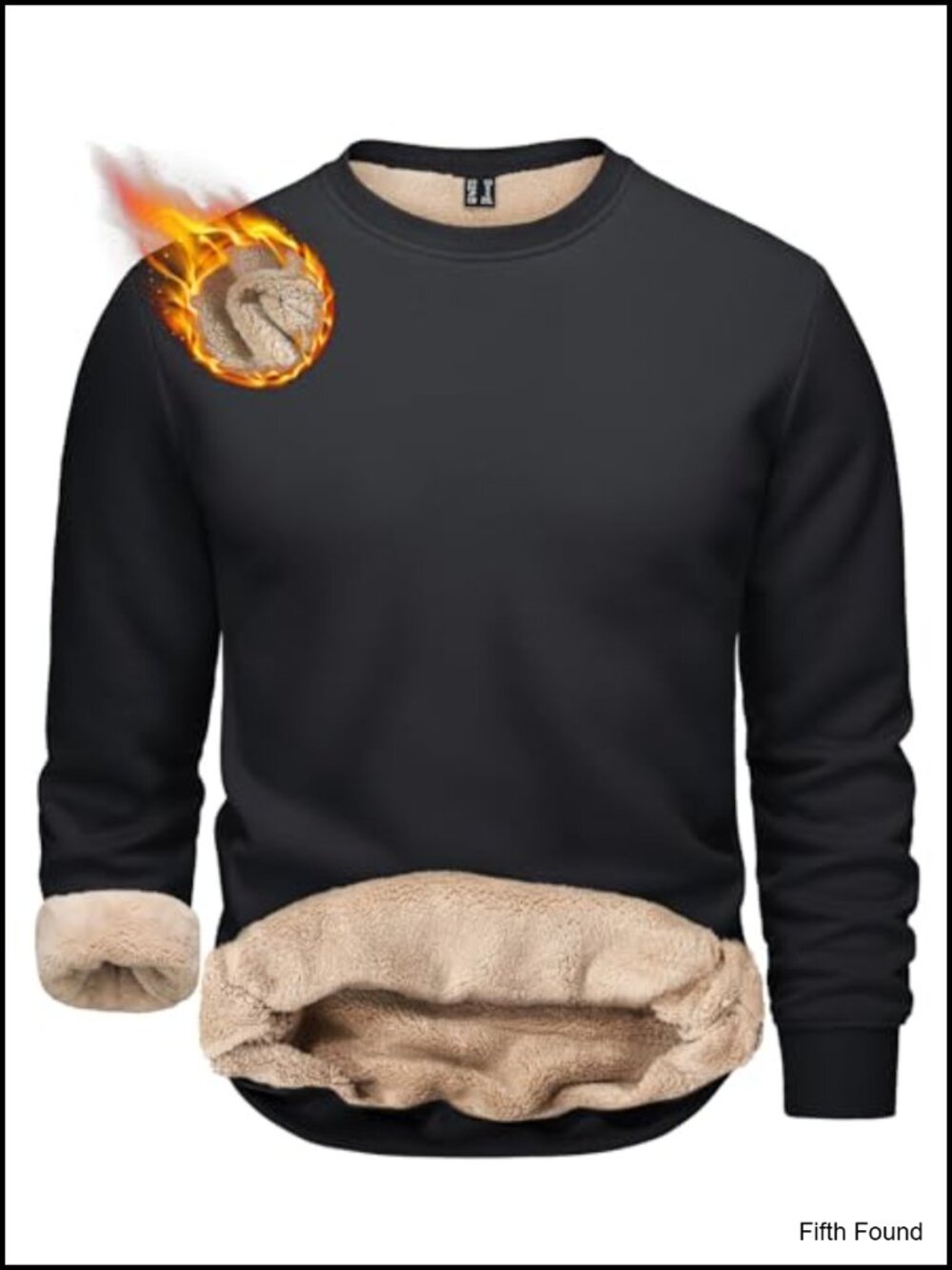 Men's Crewneck Sweatshirt Warm Sherpa Lined Heavyweight Long Sleeve Fleece